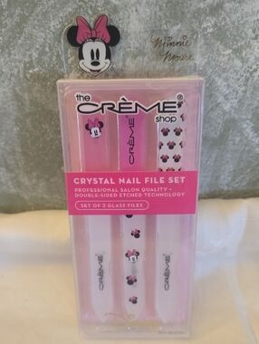 Disney The Creme Minnie Mouse Crystal Nail File Set Of 3 Glass Files New